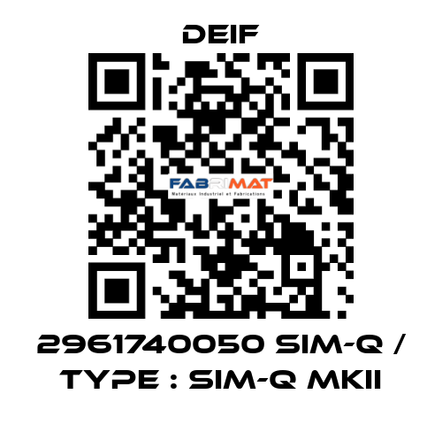 2961740050 SIM-Q / Type : SIM-Q MKII Deif