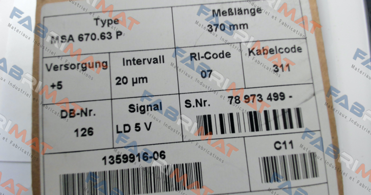 MSA670.63 P 370 10 07 LD RSF ID 1359916-06 Rsf Elektronik