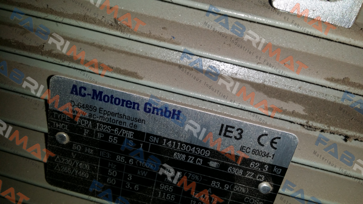 FCPA 100LA-6/PHE S/N: 1411304309   - not available, alternative -IE3AC13S6004  AC Motoren