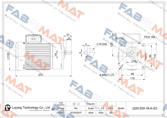 J220-200-18-A-G3  Luyang Gear Motor