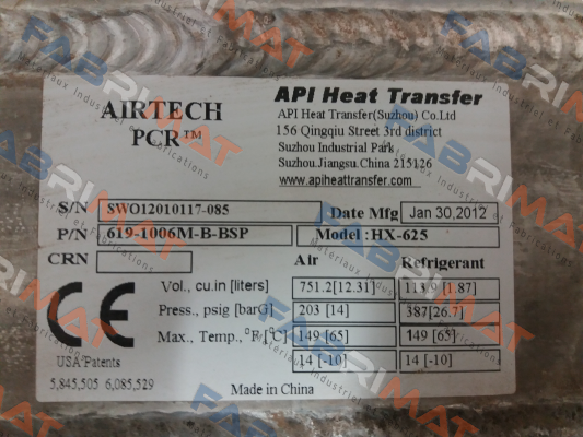 619-1006M-B-BSP OEM API Airtech