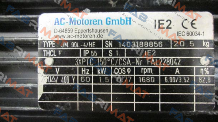 JM 90L-4/HE old code, new code FCA 90 L-4/HE AC Motoren