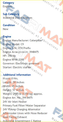 C9 – 350HP  Caterpillar