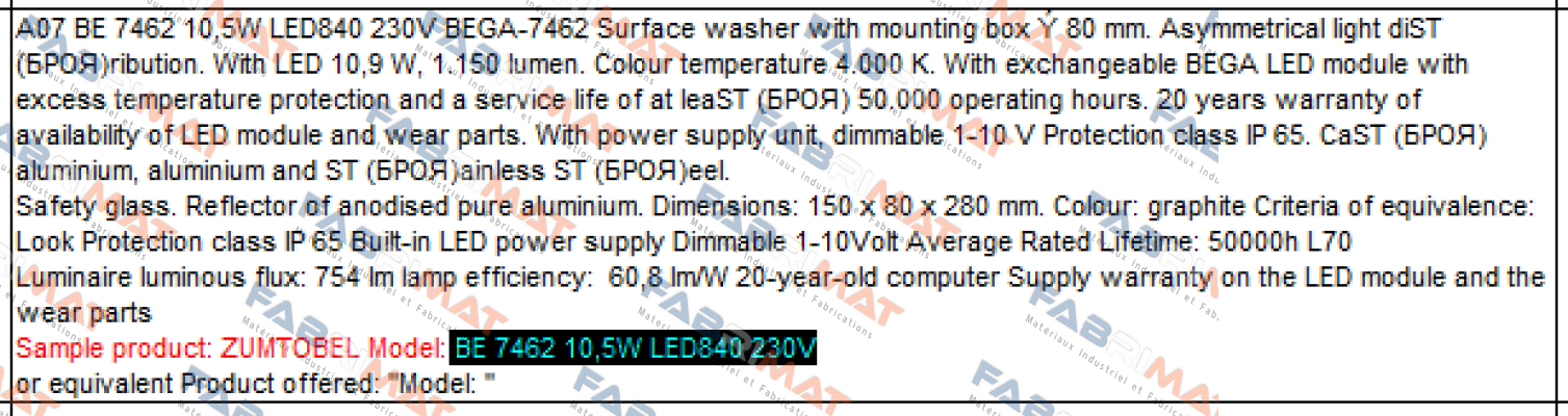  BE 7462 10,5W LED840 230V  Zumtobel