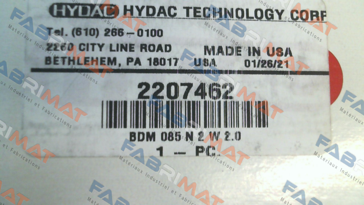 2207462 BDM 85 N 2 W 2.0 Hydac