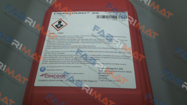 Cimguard 20 (5L container) Cimcool